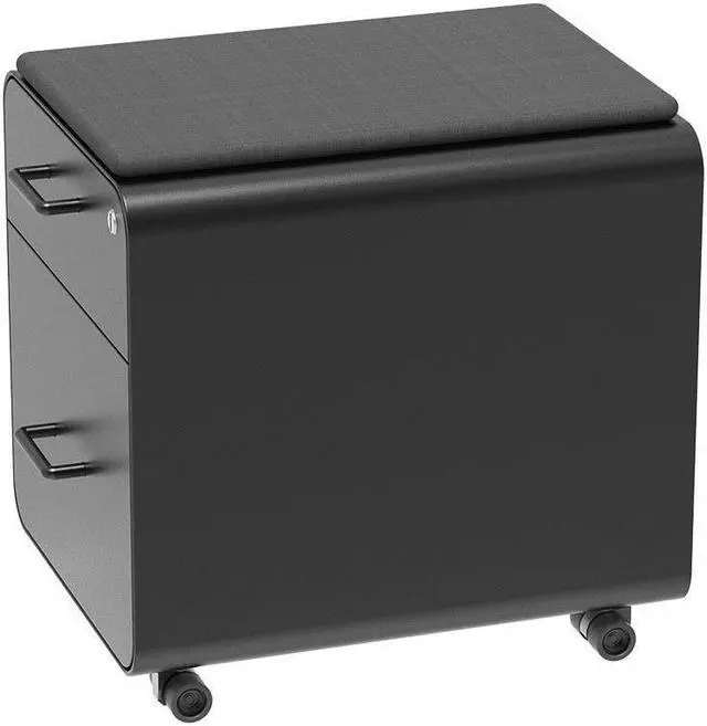 Alt view image 3 of 6 - Monoprice Round Corner 2-Drawer File Cabinet - Black, Lockable With Seat Cushion - Workstream Collection
