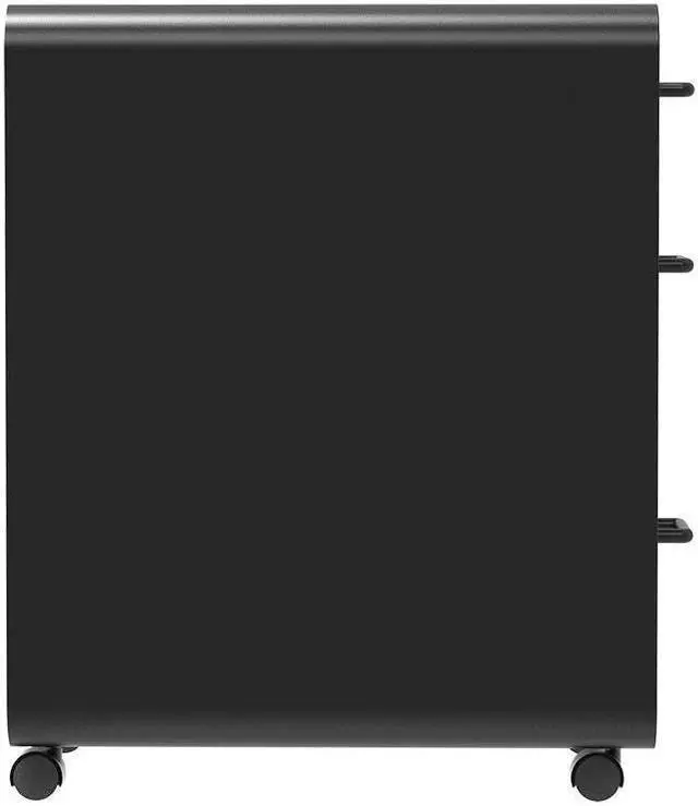 Alt view image 4 of 6 - Monoprice Round Corner 3-Drawer File Cabinet - Black With Lockable Drawer - Workstream Collection