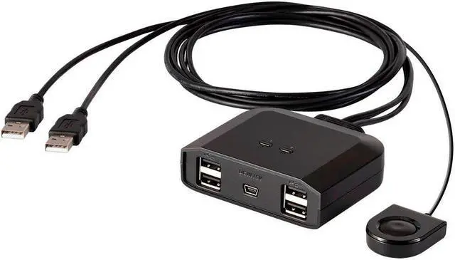 Main image of Monoprice 2x4 USB 2.0 Peripheral Sharing Switch, Allows 2 Computers to Share 4 USB Devices