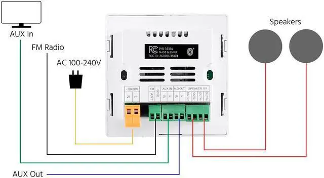 Alt view image 5 of 6 - Monoprice Wall Mount Music Amplifier, 40 Watts With Bluetooth 2.1, Line Level Aux, microSD Slot, FM Radio, And Wireless IR Remote - Commercial Audio