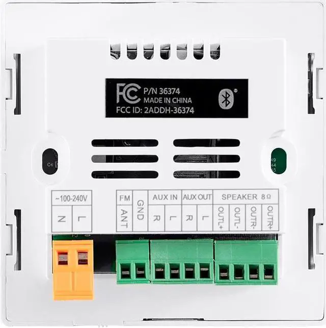 Alt view image 3 of 6 - Monoprice Wall Mount Music Amplifier, 40 Watts With Bluetooth 2.1, Line Level Aux, microSD Slot, FM Radio, And Wireless IR Remote - Commercial Audio