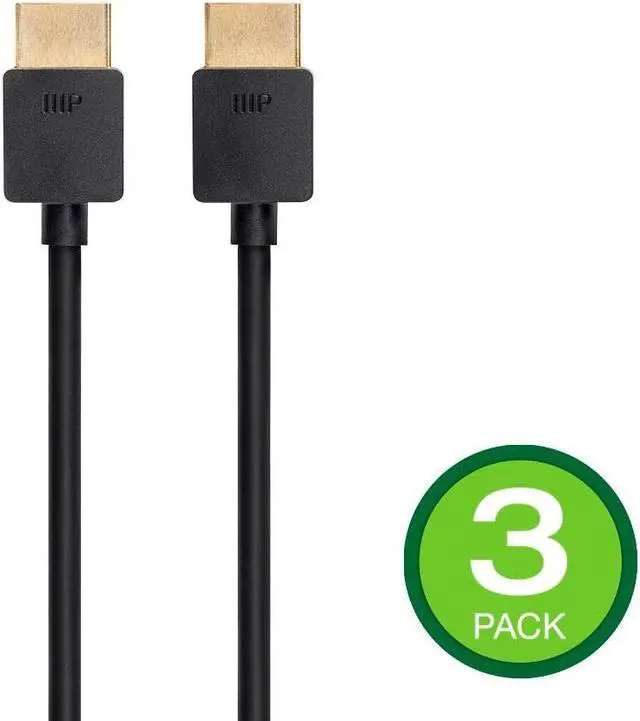 Main image of Monoprice Ultra 8K High Speed HDMI Cable - 3 Feet - Black (3 Pack) 48Gbps, 8K@60Hz, Dynamic HDR, eARC, Supports 3D Video and Multiview Video