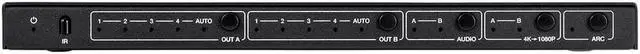 Alt view image 4 of 9 - Monoprice Blackbird 4K HDMI Matrix, 4x2, HDR, 18G, 4K@60Hz, YCbCr 4:4:4, EDID, Coaxial Audio, Powered Switch, Control Remote