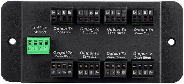 Alt view image 3 of 6 - Monoprice 8 Zone Single Input Speaker Distribution Hub, Connect Up to 8 Pairs of Speakers to A Single Amplifier or Receiver