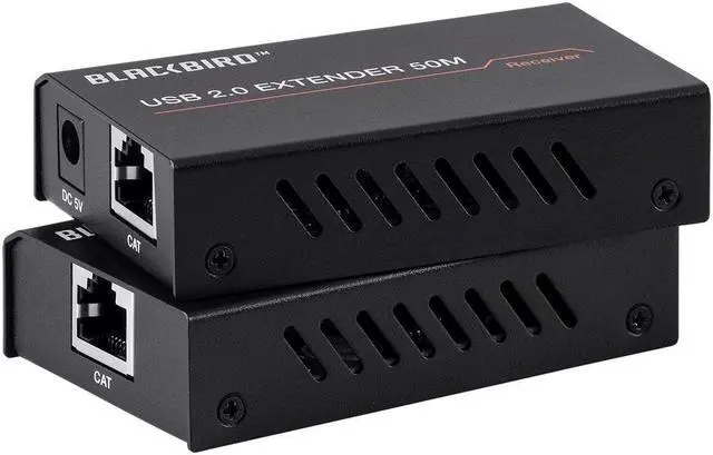 Alt view image 4 of 12 - Monoprice Blackbird USB 2.0 2-Port Extender Over Cat5e/6 - 50m /164ft, Up to 480Mbps, True Plug And Play, Connect 2 Devices to 1 Single USB Port