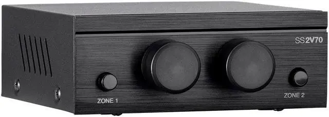 Alt view image 2 of 6 - Monoprice SS2V70 70V 2-Zone Speaker Selector, 100-Watt, Individual On/Off Switch and Volume Control, Single 2-Conductor Input