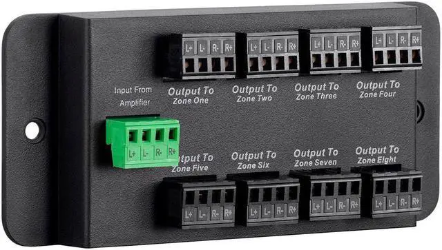 Alt view image 2 of 6 - Monoprice 8 Zone Single Input Speaker Distribution Hub, Connect Up to 8 Pairs of Speakers to A Single Amplifier or Receiver