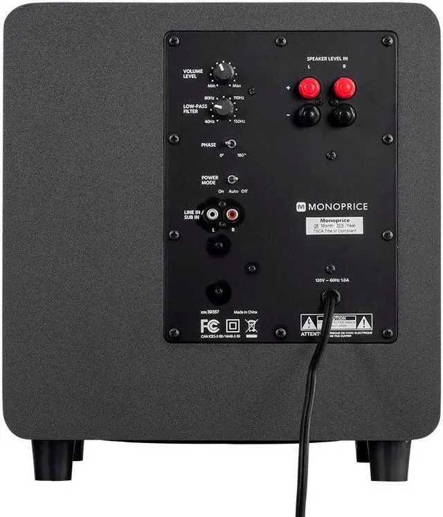 Alt view image 5 of 6 - Monoprice HT-35 Premium 5.1-Channel Home Theater System - Charcoal, With Powered Subwoofer, Low Profile Speaker Grilles, Secure Mounting Option