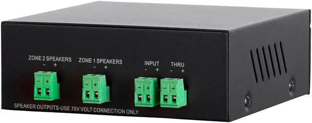 Alt view image 5 of 6 - Monoprice SS2V70 70V 2-Zone Speaker Selector, 100-Watt, Individual On/Off Switch and Volume Control, Single 2-Conductor Input