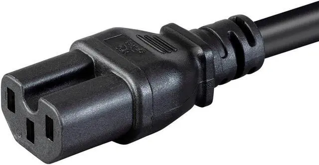 Alt view image 4 of 6 - Monoprice Heavy Duty Power Cord - 3 Feet - Black | NEMA 5-15P to IEC 60320 C15, 14AWG, 15A, SJT, 125V, For PCs, Monitors, Scanners, and Printers