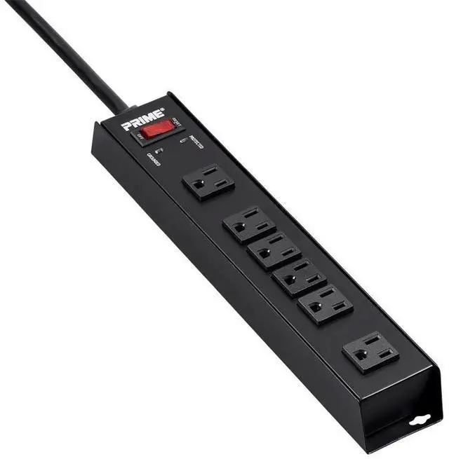 Alt view image 3 of 6 - Monoprice Power & Surge - 6 Outlet Metal Surge Protector Power Strip - 15 Feet Cord - Black | 1150 Joules 15A / 125V / 1875W