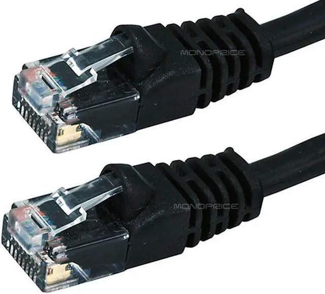 Alt view image 4 of 9 - Monoprice Cat6 Ethernet Patch Cable - 0.5 Feet - Black | Network Internet Cord - RJ45, Stranded, 550Mhz, UTP, Pure Bare Copper Wire, 24AWG