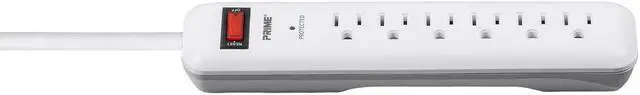 Alt view image 4 of 5 - Monoprice Power & Surge - 6 Outlet Surge Protector Power Strip with Low-Profile Plug - 8 Feet Cord - White | 1000 Joules 15A / 125V / 1875W