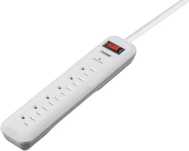 Alt view image 2 of 5 - Monoprice Power & Surge - 6 Outlet Surge Protector Power Strip with Low-Profile Plug - 8 Feet Cord - White | 1000 Joules 15A / 125V / 1875W