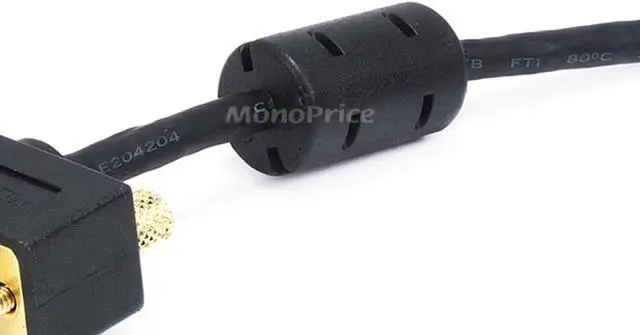Alt view image 7 of 10 - Monoprice Ultra Slim SVGA Super VGA M/M Monitor Cable - 1.5 Feet With Ferrites | 30/32AWG, Gold Plated Connector