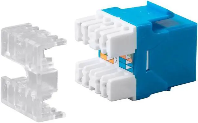 Alt view image 3 of 6 - Monoprice Cat6 RJ-45 180-Degree Punch Down Keystone Dual IDC, Blue