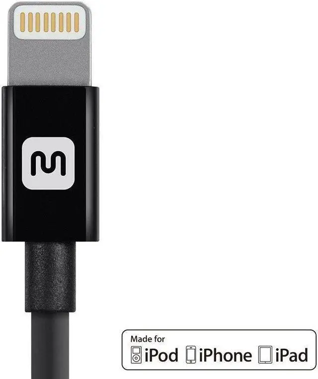 Alt view image 6 of 9 - Monoprice Select Series Apple MFi Certified Lightning to USB Charge & Sync Cable - 3 Feet - Black for iPhone X, 8, 8 Plus, 7, 7 Plus, 6, 6 Plus, 5S