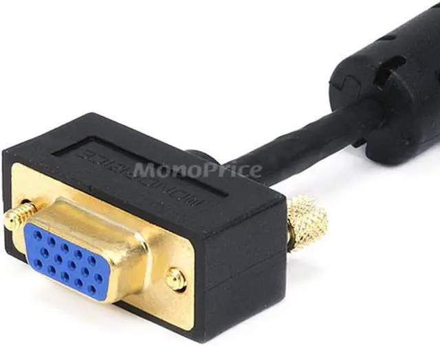 Alt view image 3 of 9 - Monoprice Ultra Slim SVGA Super VGA Male to Female Monitor Cable - 15 Feet With Ferrites | 30/32AWG, Gold Plated Connector