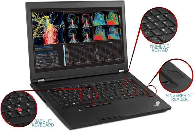 Alt view image 6 of 7 - Lenovo ThinkPad P71 Notebook, 17.3" 4K UHD Display, Intel Xeon E3-1535M Upto 4.2GHz, 16GB RAM, 512GB NVMe SSD, NVIDIA Quadro P4000, HDMI, Micro DP, Thunderbolt, Wi-Fi, BT, Windows 10 Pro (20HK003FUS)