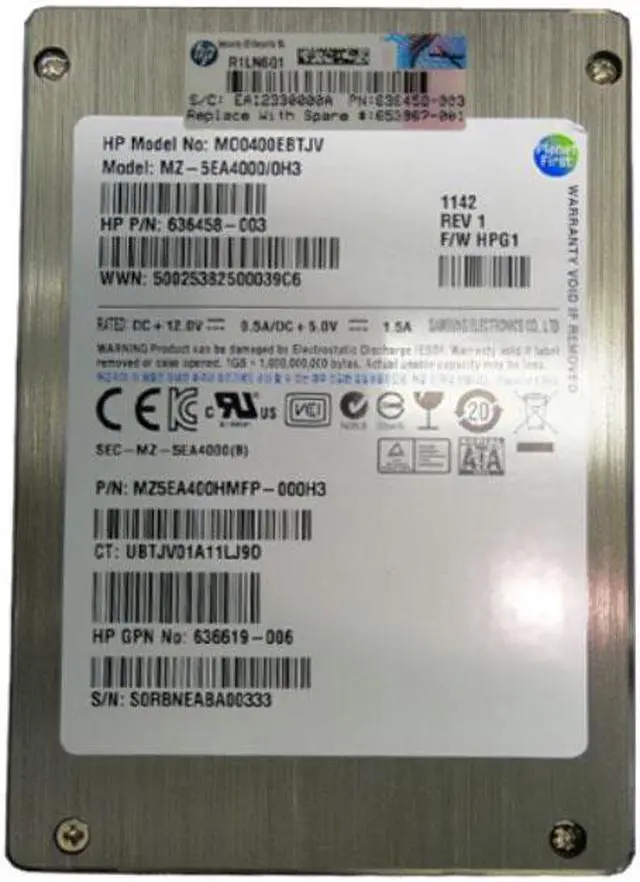 Main image of 653967-001 HEWLETT-PACKARD 400GB 2.5INCH SATA 3GBPS SOLID STATE DRIVE