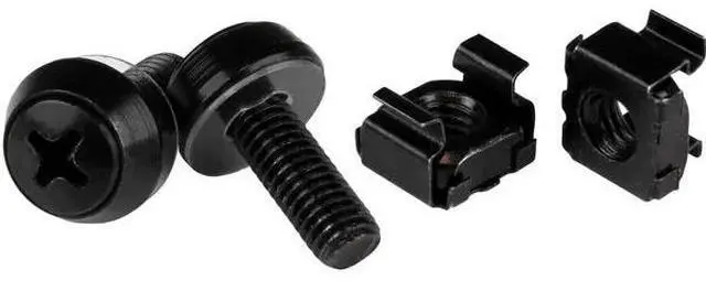 Alt view image 2 of 8 - StarTech CABSCREWM62B StarTech.com M6 x 12mm - Screws and Cage Nuts - 100 Pack, Black - M6 Mounting Screws & Cage Nuts for Server Rack & Cabinet - Rack Screw, Cage Nut - Square - Square - Steel -
