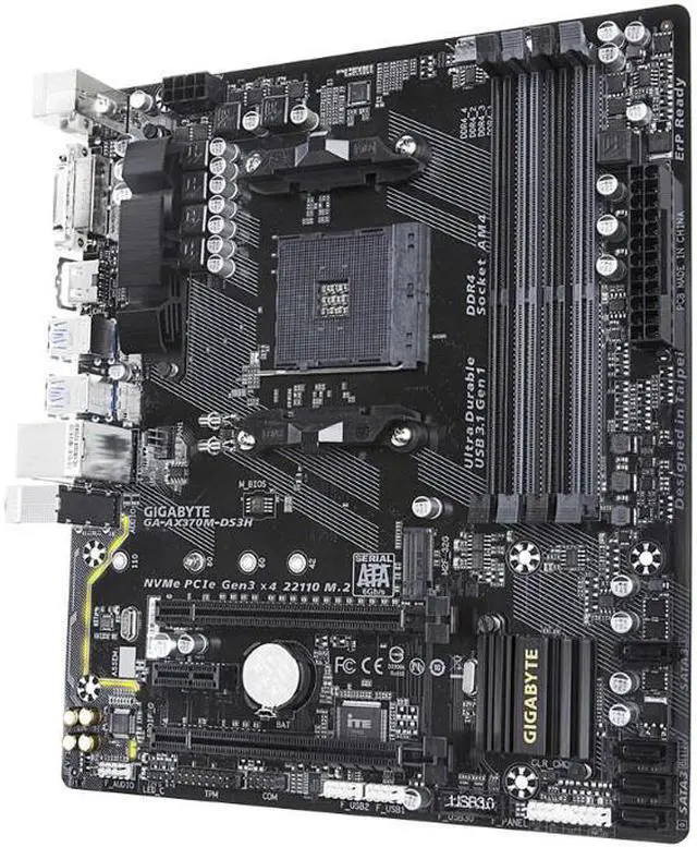 Alt view image 5 of 5 - Gigabyte AMD AX370M DS3H Socket AM4 DDR4 Micro ATX Motherboard (GA-AX370M-DS3H)