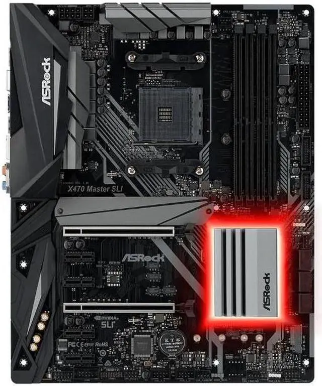 Alt view image 2 of 17 - ASRock AMD X470 Master SLI Socket AM4 DDR4 ATX Motherboard (X470 MASTER SLI)