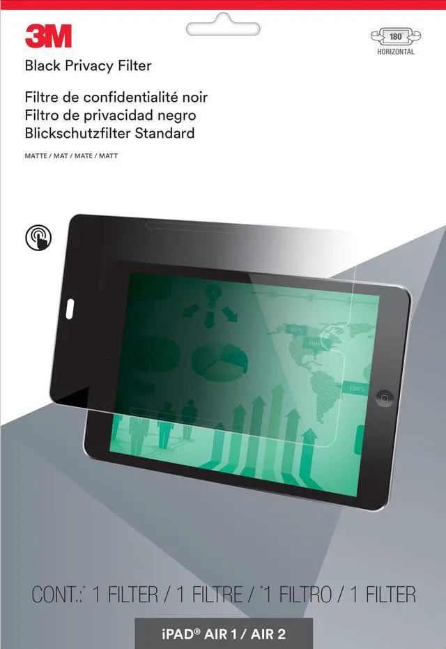 Alt view image 7 of 13 - 3M™ Privacy Filter for Apple®; iPad Air®; 1/2/Pro®; 9.7 Landscape - For 9.7" iPad