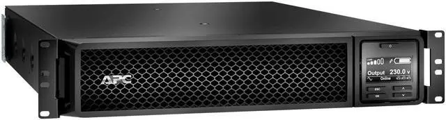 Main image of APC Smart-UPS SRT 3000VA RM - UPS (rack-mountable / external) - AC 220/230/240 V - 2700 Watt - 3000 VA Lead Acid - RS-232, USB - output connectors: 10 - 2U - black - with APC UPS Network Management Ca