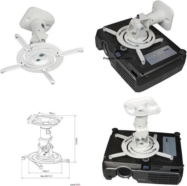 Alt view image 7 of 11 - AMER NETWORKS AMRP100B UNIVERSAL PROJECTOR MOUNT BLACK