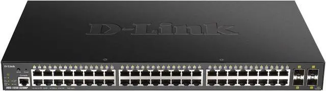 Main image of D-Link DGS 1250-52XMP - Switch - L3 Lite - smart - 48 x 10/100/1000 (PoE) + 4 x 10 Gigabit SFP+ - rack-mountable - PoE (