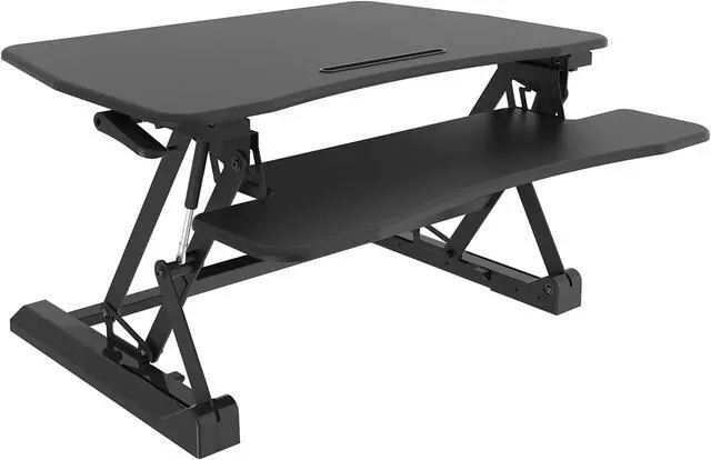 Alt view image 4 of 6 - Amer Mounts EXriserPro Sit & Standing Desk with Keyboard & Mouse Deck - Black