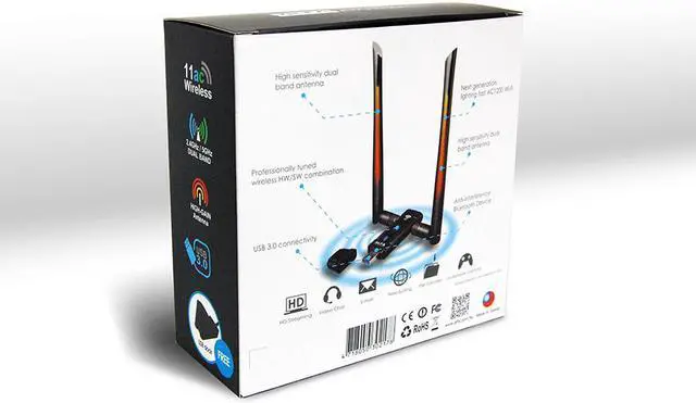 Alt view image 5 of 7 - Alfa AWUS036AC 802.11ac Long Range AC1200 Dual Band WiFi USB Adapter