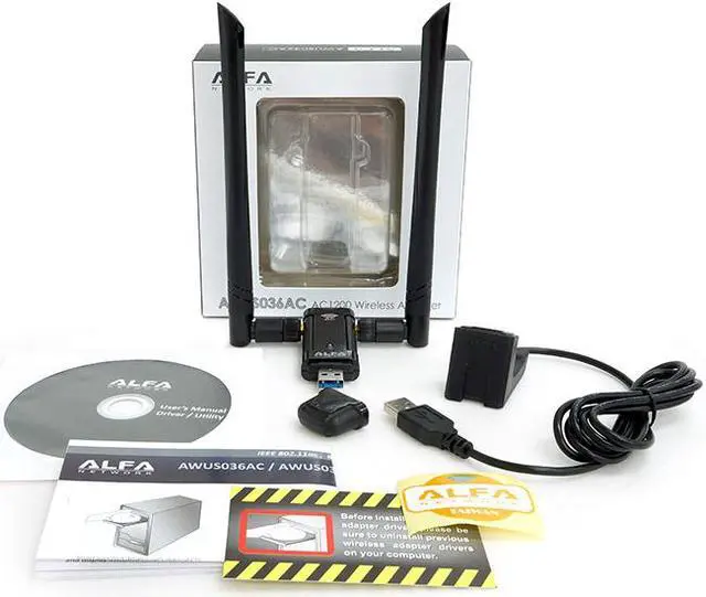 Alt view image 6 of 7 - Alfa AWUS036AC 802.11ac Long Range AC1200 Dual Band WiFi USB Adapter