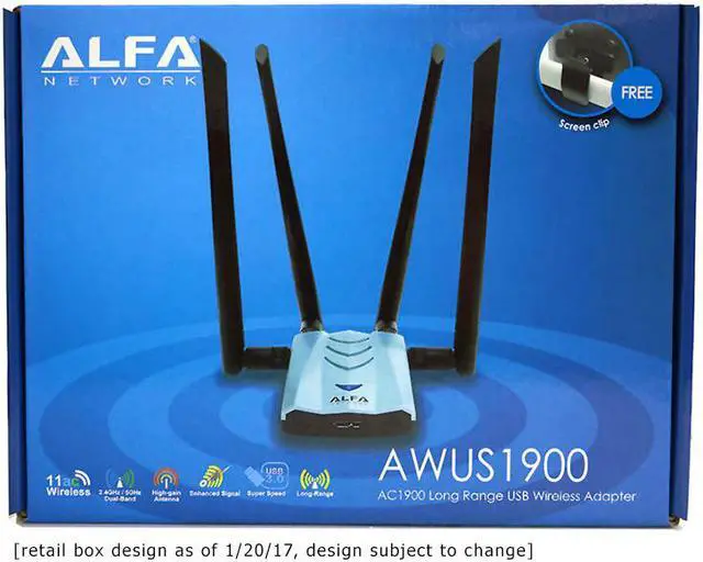 Alt view image 6 of 14 - Alfa AWUS1900 802.11ac Dual band 2.4/5 Ghz Wi-Fi USB Adapter AC1900 1900Mbps