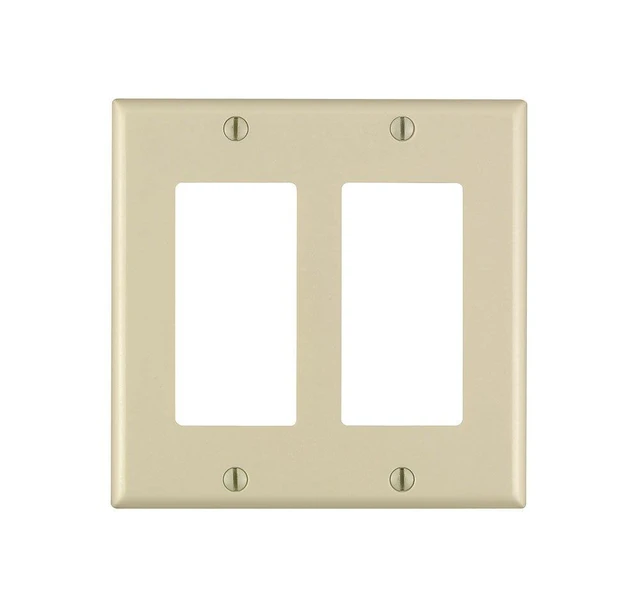 Alt view image 4 of 7 - Leviton 80409-I Decora Wallplate, 2-Gang, Thermoset, Ivory