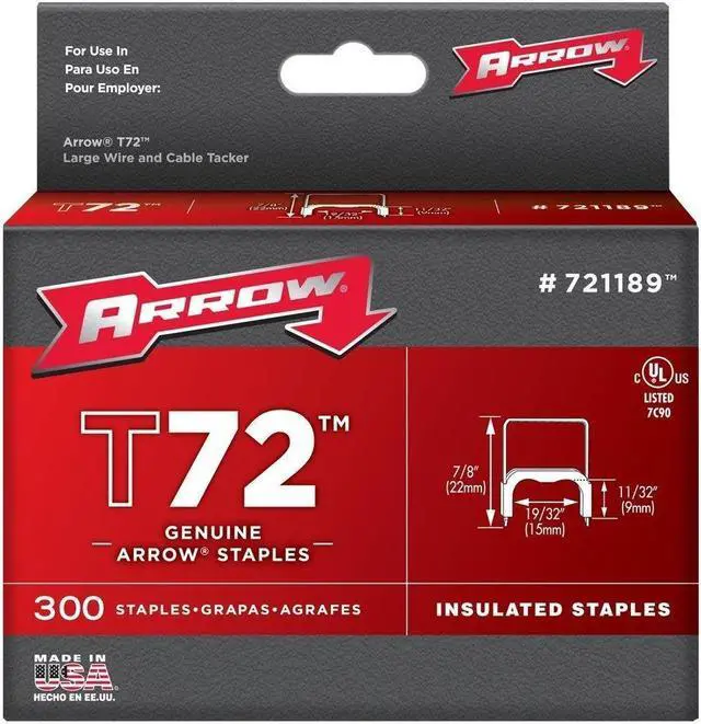 Alt view image 3 of 8 - Arrow Fastener 721189 11/32" x 19/32" T72 Insulated Staples