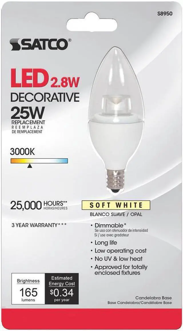 Main image of Satco 08952 - 4.5CTC/LED/3000K/E12/120V (S8952) Candle LED Light Bulb