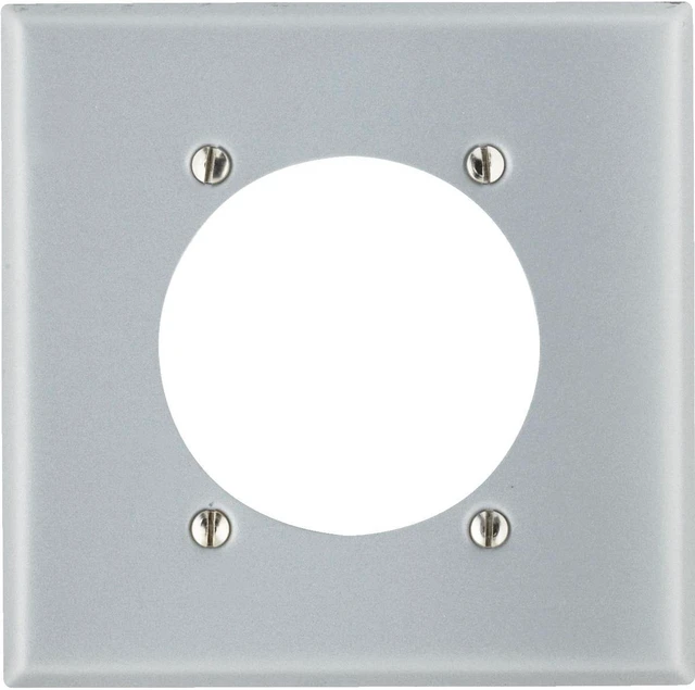 Main image of Leviton 4934 2-Gang Flush Mount 2.15 Inch Dia. Device Receptacle Wallplate, Standard Size, Steel, Device Mount, Aluminum