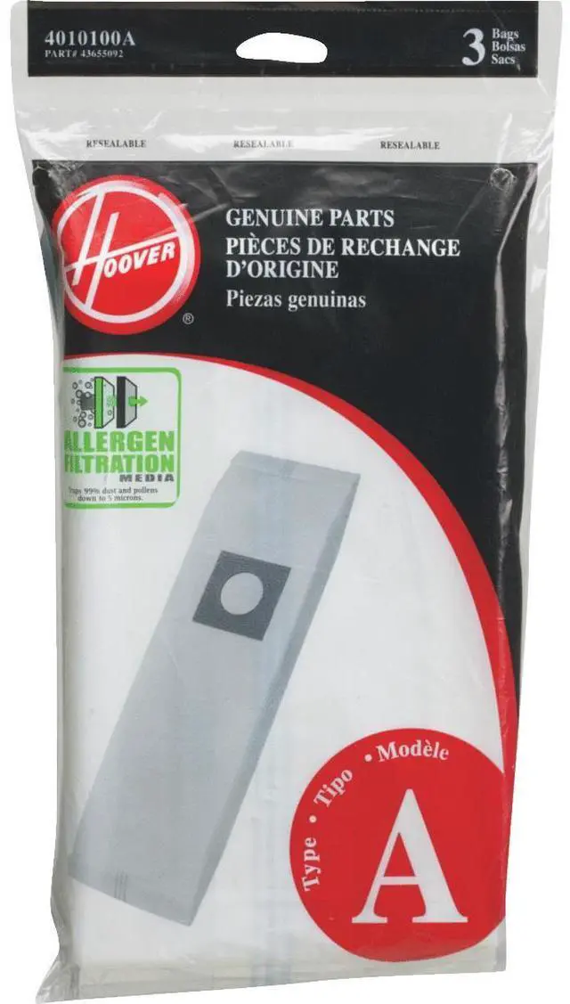 Alt view image 5 of 10 - HOOVER 4010100A 3 Pack Type A Vacuum Cleaner Bag