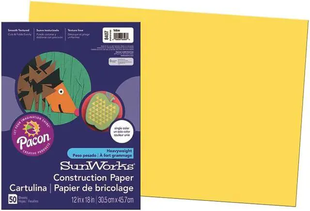 Main image of Sunworks Construction Paper, 58lb, 12 X 18, Yellow, 50/Pack 8407