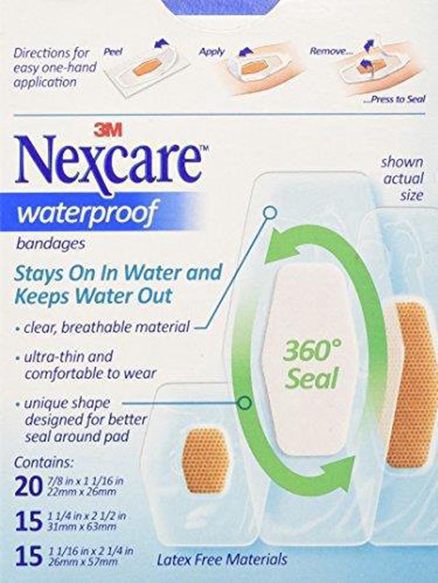 3M Nexcare™ Waterproof, Clear Bandages, Assorted Sizes, 50/Box