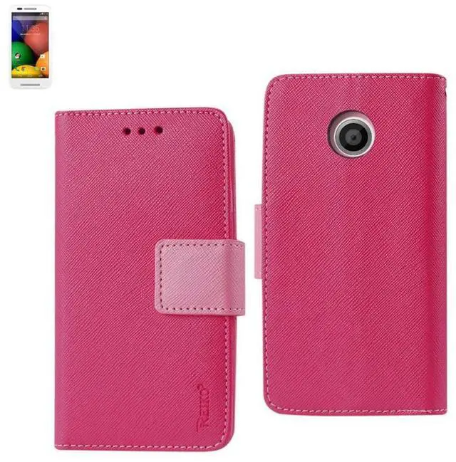 Main image of Reiko Motorola Moto E 3-In-1 Wallet Case In Hot Pink