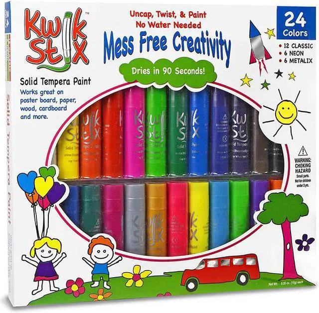 Alt view image 4 of 11 - The Pencil Grip Kwik Stix Solid Tempera Paint Sticks 24/PK Ast 604