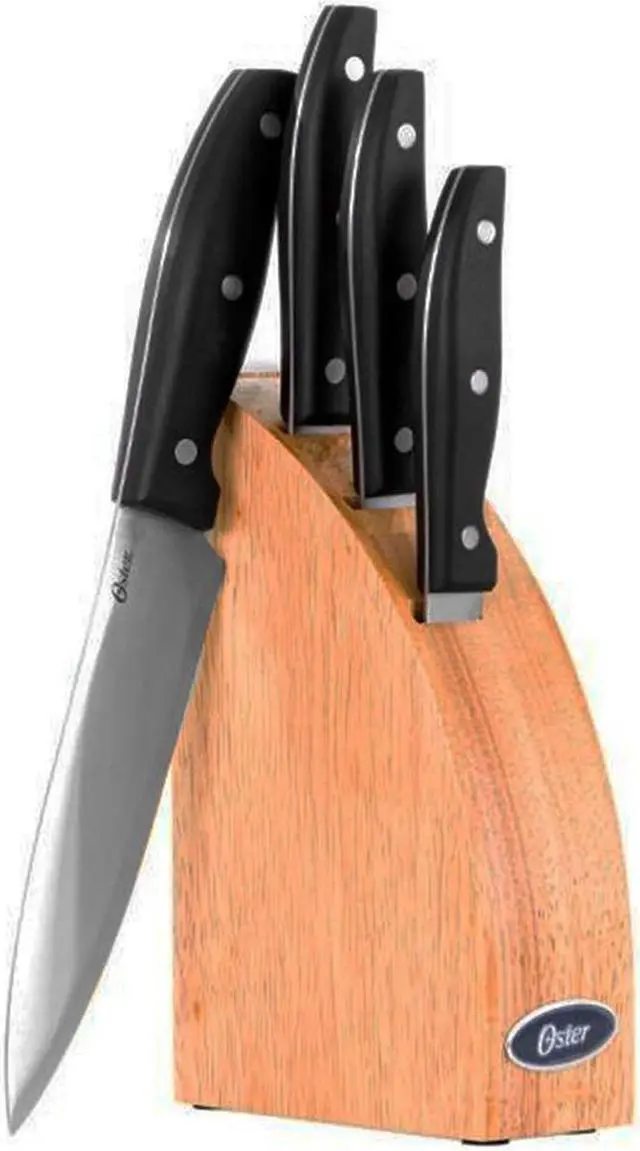 Alt view image 3 of 8 - Oster 62377.05 Granger 5-Piece Kitchen Cutlery Knife Block Natural Wood