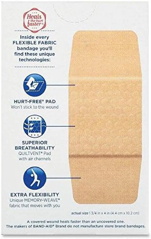 Alt view image 3 of 13 - Band-Aid Flexible Fabric Extra Large Adhesive Bandages, 1.25" X 4", 10/Box 5685