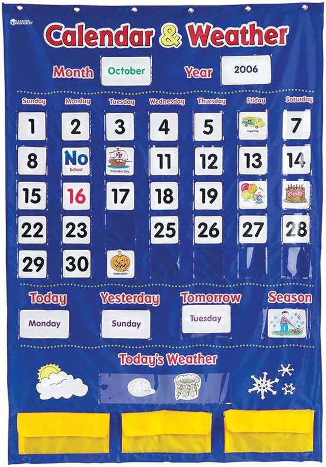 Alt view image 2 of 16 - LEARNING RESOURCES CALENDAR AND WEATHER POCKET CHART
