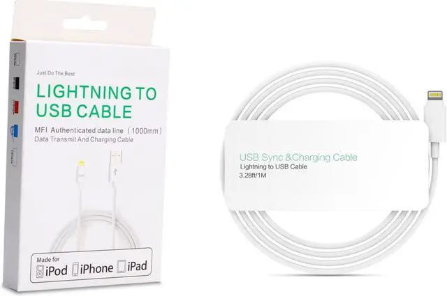 Alt view image 6 of 6 - [Apple MFI Certified] JDB® Lightning Cable 3ft(1M) 8 Pin Lightning to USB Cable Charger Cord for iPhone, iPad, iPod - White