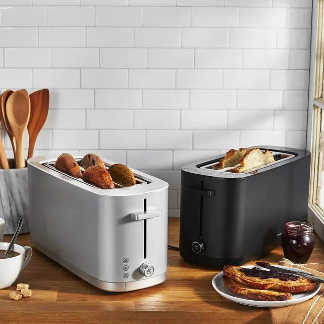 Alt view image 4 of 5 - ZWILLING Enfinigy, 4-Slice Long Slot Toaster, Extra Wide 1.5" Slot for Bagels and Toast, Silver