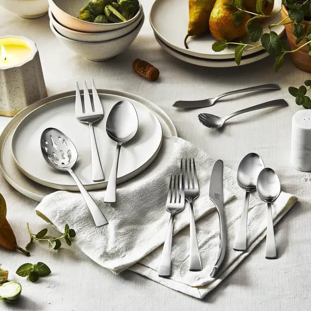 Alt view image 4 of 5 - ZWILLING Bellasera (matte finish) 45-pc Satin Flatware Set, 18/10 Stainless Steel, Satin Finish (not polished)